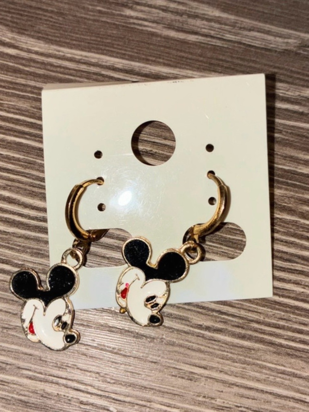 Disney Black and White Mickey Mouse Enamel Hoop Earrings - Kids Accessories